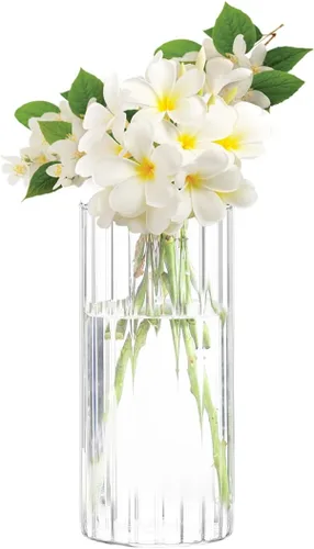 Vista 8 de Gute Florero de cristal de 6 pulgadas con rayas verticales, moderno florero