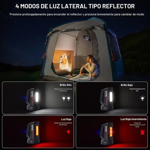 Vista 3 de Linterna LED recargable, linterna de camping portátil de 4800 mAh, 7 modos de luz e impermeable, proyector de mano súper brillante para emergencias