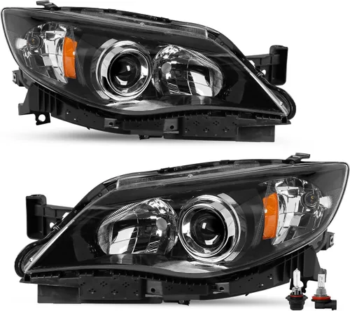 Vista 7 de SOCKIR - Conjunto de faros delanteros halógenos compatible con Subaru Impreza WRX Outback Sport 2008-2011, faro proyector con carcasa cromada