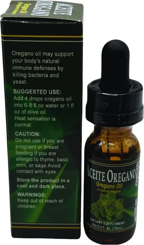 Vista 4 de Aceite de orégano (aceite de orégano) 0.5 fl oz Suplemento dietético Aceite esencial natural 135 porciones Salud digestiva Salud general