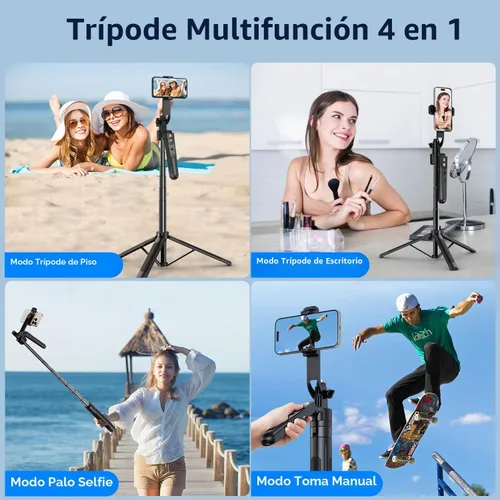 Vista 2 de Trípode de seguimiento facial automático con rotación de 360° con soporte, trípode de teléfono con sensor de movimiento de 70.9", sin aplicación