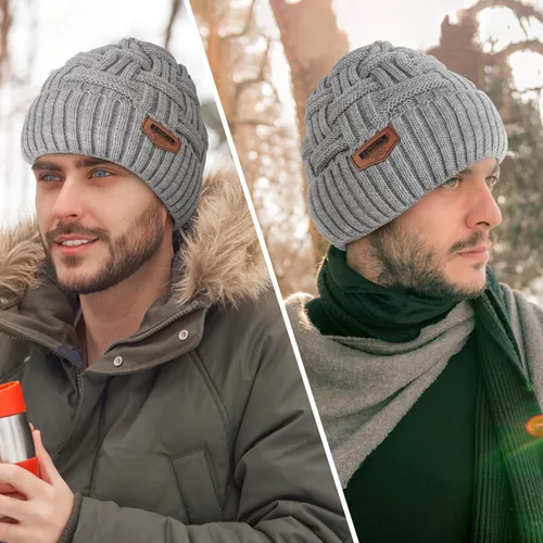 Vista 77 de Loritta Gorro de invierno cálido de punto grueso y holgado para hombre