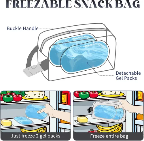Vista 2 de Bolsa de almuerzo mini enfriadora Cerbonny, bolsa de almuerzo congelable y bolsa de snacks, bolsa aislada para viaje/trabajo/escuela, lonchera mini