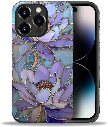 Vista 174 de ZHEGAILIAN Funda para iPhone 11, carcasa dura a prueba de golpes + silicona suave 2 en 1 híbrida, parachoques a prueba de caídas - Vidrio manchado