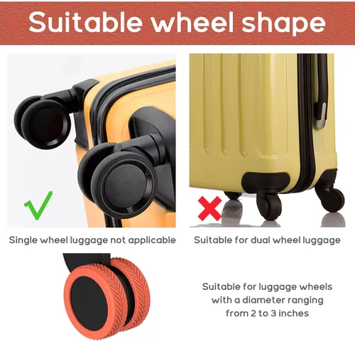 Vista 9 de Homimor Fundas para rueda de equipaje, 8 fundas de rueda de maleta, fundas protectoras de rueda de equipaje de silicona, fundas de rueda giratorias