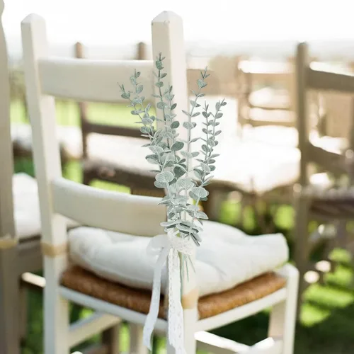 Vista 7 de GREENRAIN 24 piezas de tallo de eucalipto artificial de seda de eucalipto sintético, ramas de eucalipto falsas, plantas para bodas, fiestas, ramos