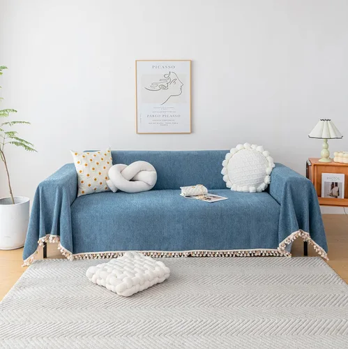 Vista 26 de HANDONTIME Fundas de Sofá Sillón Funda de Sofá Boho para Perros Caqui Funda de Sofá con Borlas Silla Reclinable Funda de Futón Lavable 1 Cojín Sofá