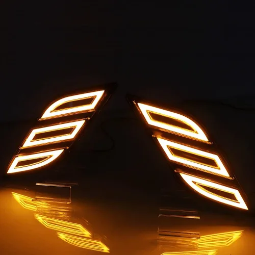 Vista 5 de Luces LED de Marcador Lateral del Parachoques para Ford Raptor F150 2015-2020, Luz de Marcha Diurna Blanca/Ámbar Switchback con Señal de Giro