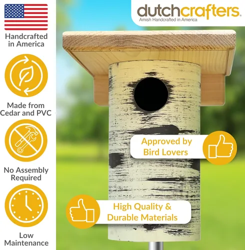 Vista 2 de DutchCrafters Gilbertson Bluebird House de madera de cedro con base extraíble, resistente a la intemperie, resistente a la intemperie, caja