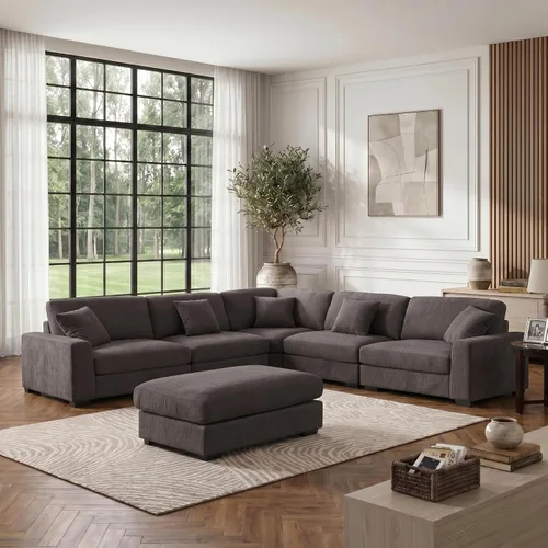 Vista 14 de Sofá modular Cloud de 212 pulgadas con tumbona grande, profundo y cómodo, sofás seccionales en forma de L de gran tamaño para sala de estar, Blanco