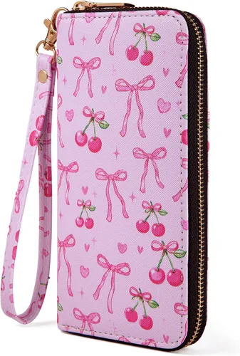Vista 9 de Billetera con estampado de vaca, regalos de vaca para mujer, monedero delgado para tarjetas de crédito, Abeja, Cartera larga delgada