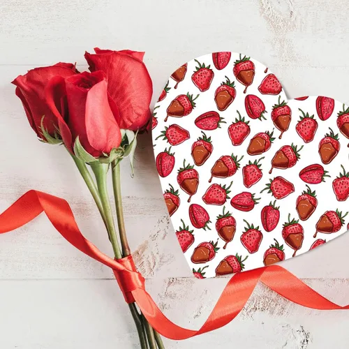 Vista 3 de Andaz Press Caja de San Valentín en forma de corazón con tapa, caja reutilizable en forma de corazón para fresas cubiertas de chocolate, cajas