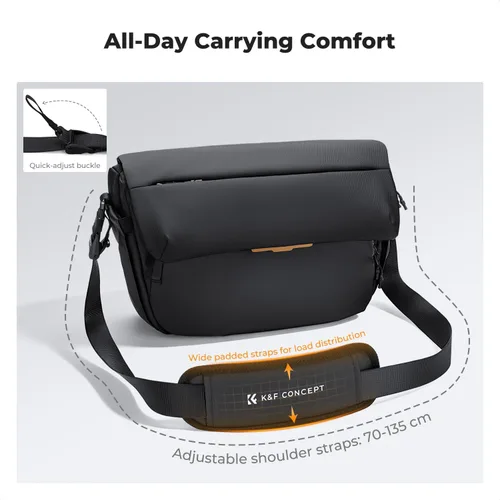 Vista 5 de K&F CONCEPT Bolsa bandolera para cámara, bolsa cruzada para cámara de 13L Negro