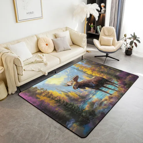 Vista 37 de Castle Fairy Bear Family - Alfombra antideslizante de 3 x 5 pies, diseño de animales salvajes, color negro, para niños, adolescentes y adultos