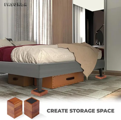 Vista 6 de Elevadores de cama (juego de 8) elevadores de muebles de 1 pulgada, 2 o 3 pulgadas, elevadores de madera natural maciza para cama, muebles, mesa