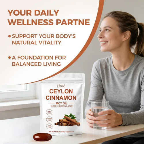 Vista 5 de LIRAE Cápsulas blandas de canela de Ceilán con aceite MCT, extracto de hierbas altamente biodisponible, sin OMG, sin gluten, 300 cápsulas blandas (1)