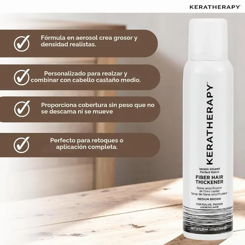 Vista 3 de Keratherapy Spray espesante de fibra con infusión de queratina, marrón medio, 4 onzas líquidas, 4.7 fl oz – Laca para el cabello voluminizadora