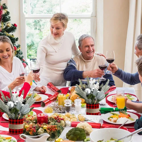 Vista 5 de 2 piezas de centro de mesa de Navidad a cuadros de búfalo árbol de mesa de Navidad, mini decoración artificial de mesa, centro de mesa pequeño