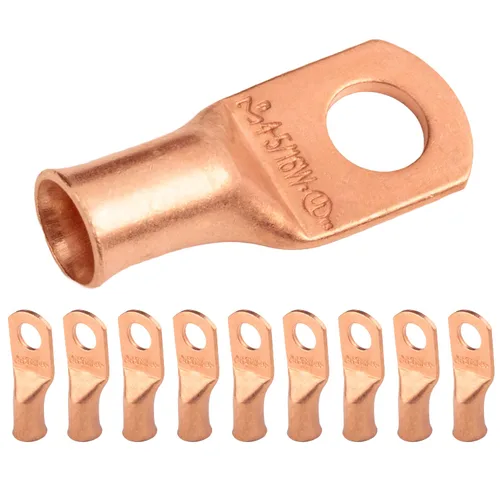 Vista 137 de SELTERM - 5 terminales de anillo resistentes para cable de batería, calibre 1/0 AWG, pernos de 1/2 pulgadas, terminales de calibre 0, ojales