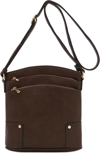 Vista 85 de Bolso cruzado grande con triple bolsillo con cremallera.
