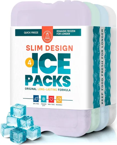 Vista 10 de Healthy Packers Ice Packs for Lunch Boxes, Slim Cooler Ice Packs Morado (paquete de 4)