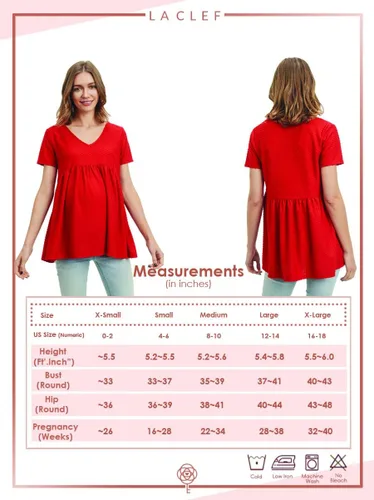 Vista 7 de LaClef Top de maternidad plisado frontal con cuello en V para mujer