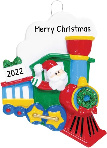 Vista 7 de Adorno de tren personalizado 2025 – Adorno Polar Express de tren de locomotora, regalos para viajeros internacionales, vehículo de Navidad