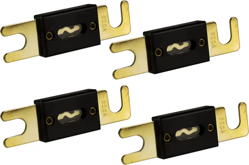 Vista 2 de Absolute USA ANL200-4 Paquete de 4 fusibles ANL 200 Amp chapado en oro