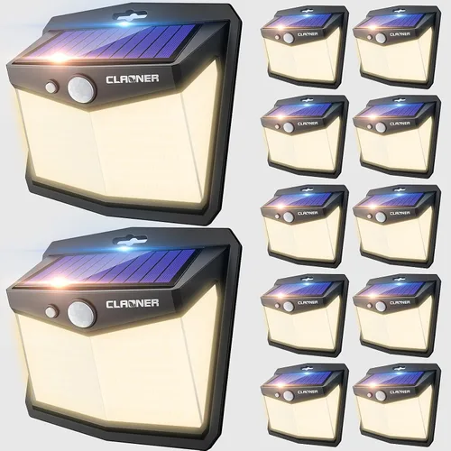 Vista 14 de Claoner - Luces solares con sensor de movimiento [128 LED/4 paquetes], luces para exterior con 3 modos de iluminación con 270° de angulo