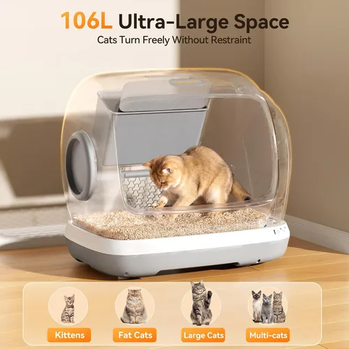 Vista 2 de Meowant Caja de arena automática de gran espacio para varios gatos