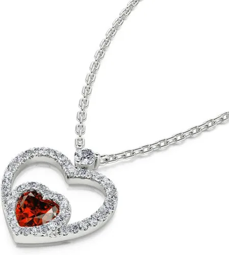 Vista 3 de Jeulia Collar de corazón de diamantes de plata de ley con doble corte de corazón infinito, colgante de amor infinito de cristal transparente