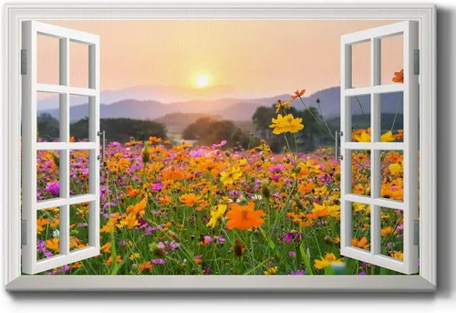 Vista 34 de Renditions Gallery Impresiones de pared de naturaleza para decoración de ventana para el hogar Inundado en la playa de arena, lienzo colgante