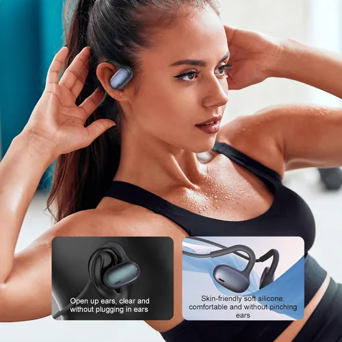 Vista 7 de Ulian Auriculares deportivos de oído abierto, conducción de aire, Bluetooth 5.3, auriculares inalámbricos con graves profundos, cancelación de ruido
