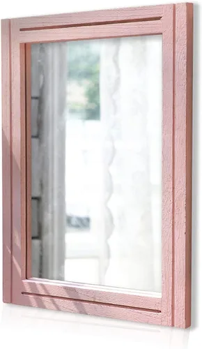 Vista 21 de AAZZKANG Espejo de pared rústico con marco de madera rectangular para colgar en casa de campo o baño, sala de estar o dormitorio decoración