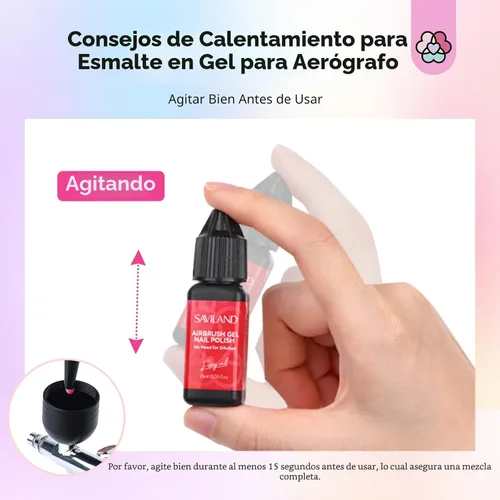 Vista 2 de SAVILAND Esmalte de Uñas en Gel para Aerógrafo Libre de Hema: Sin Dilución 12 Colores de Vitalidad Aerógrafo para Uñas Sin Acetona con Niebla Fina