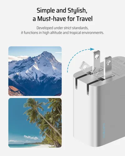 Vista 5 de CUKTECH Bloque de cargador de 65 W, cargador de pared USB C de un puerto, compacto y plegable, adaptador de corriente de carga rápida para iPhone