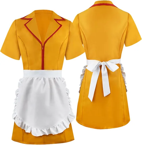 Vista 4 de GOLDSTITCH Uniforme de camarera para mujer, disfraz de fiesta B-amarillo