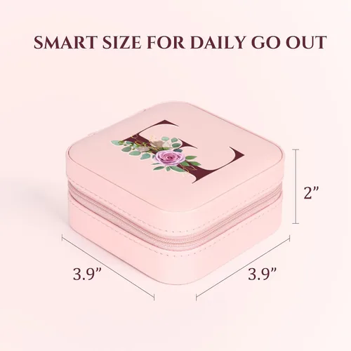 Vista 4 de Joyero pequeño con inicial, estuche organizador de joyas de viaje, estuche de joyería pequeño personalizado, estuche organizador de joyas, caja