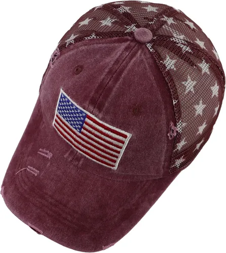 Vista 20 de Gorra de béisbol con la bandera estadounidense para mujer, divertida gorra de béisbol bordada y desgastada ajustable