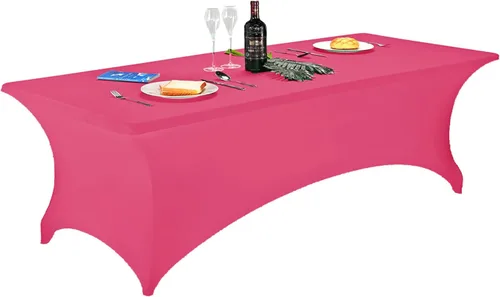 Vista 100 de LZY Cubierta de Mesa Elástica Ajustable de Spandex para Mesa Plegable de 6 pies, 4 pies o 8 pies, Mantel de Cóctel Rectangular, Perfecto para Champn
