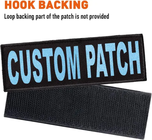 Vista 3 de Dogline Parche personalizado con letras con brillantina para perro, chaleco, arnés o collar, parches personalizables con texto brillante Azul