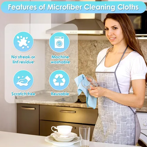 Vista 4 de Paquete de 65 toallas de microfibra en un rollo de 10 x 10 pulgadas, reutilizables, lavables, paños de microfibra de papel, trapos absorbentes
