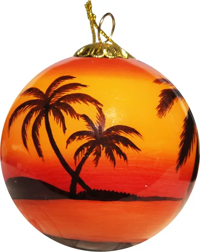 Vista 2 de Adorno navideño de vidrio soplado Sillas de playa Florida Pintado a mano en el interior Arte original Incluye caja de regalo