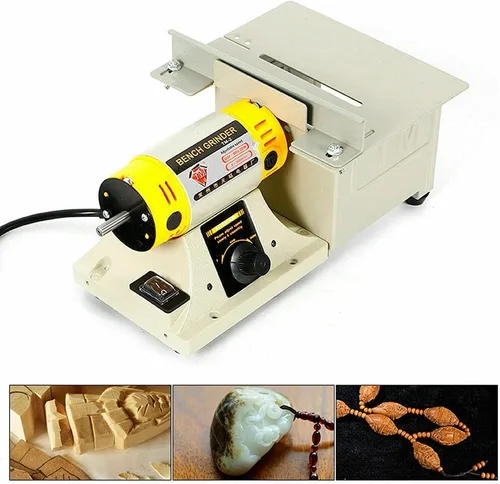 Vista 3 de Máquina de pulir de gemas de joyería 110 V 350 W Gema joyería de banco de roca Torno Sierra de roca Pulidor lapidario Buffer Mini Sierra de mesa DIY