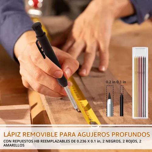 Vista 5 de Herramienta de escritura multifunción, herramienta de escritura de aleación de aluminio de construcción con lápiz de agujero profundo
