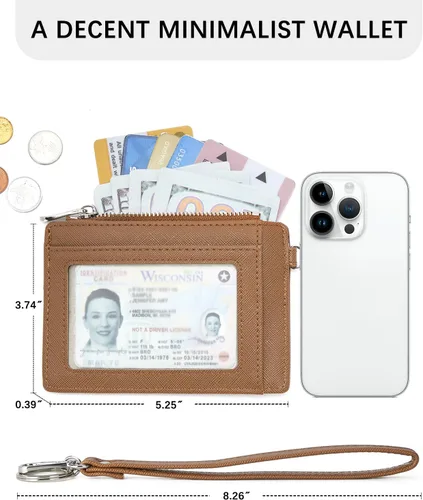 Vista 6 de BOSTANTEN Cartera pequeña para mujer, RFID, de piel, con bolsillo de cremallera, Marrón