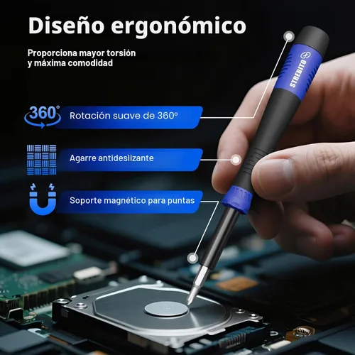 Vista 3 de STREBITO Juego de destornilladores de precisión pequeños de 64 piezas con Torx, Triwing, Pentalobe, kit de herramientas de reparación electrónica