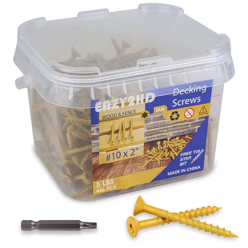 Vista 10 de Eazy2hD Tornillos de madera para exteriores # 10 x 2-1/2", tornillos para terraza T25 Star Torx Drive, 377 PCS tornillos autorroscantes de acero