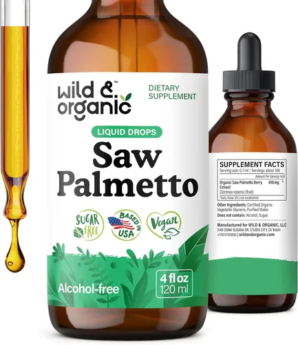 Vista 10 de Wild & Organic Gotas de Extracto de Saw Palmetto - Apoyo Urinario - Saw Palmetto para Hombres y Mujeres - Suplemento Líquido de Bayas de Serenoa