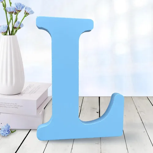 Vista 16 de AOCEAN - Letras de madera azul de 6 pulgadas, letras de madera sin terminar para decoración de pared, letras decorativas en pie, cortes de letras